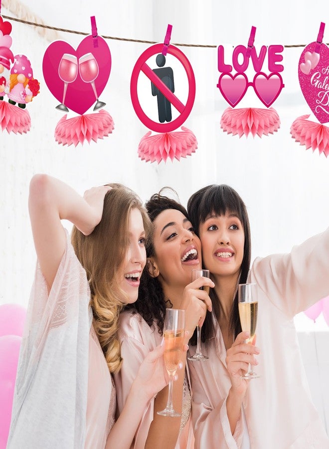 RoundFunny 9 Pcs Galentines Day Decorations Honeycomb Centerpieces 3D Pink Table Decorations Love-themed Ornaments for Happy Galentines Day Party Supplies - Image 5